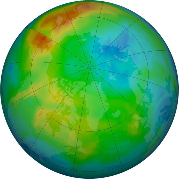 Arctic ozone map for 09 December 1999